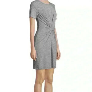 THEORY KNOT TEE DRESS BLACK AND WHITE RUBRIC STRIPE SIZE MEDIUM NWOT